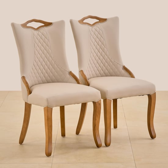 Prince NXT Set of 2 Faux Leather Dining Chairs - Beige