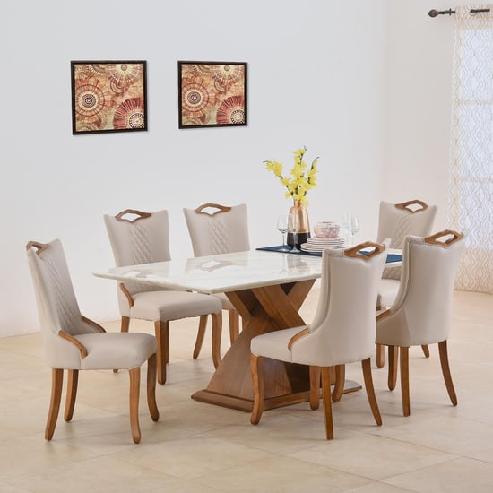 Prince NXT Faux Marble 6-Seater Dining Table - White