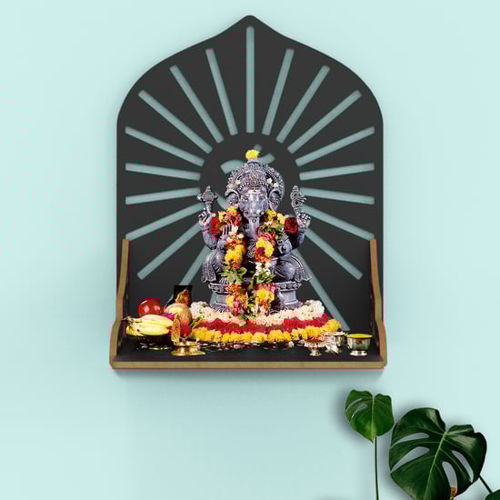 HOME SPARKLE Wall Mandir - Black