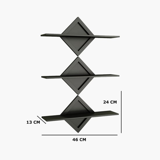 HOME SPARKLE Set of 3 Floating Wall Shelves - Black