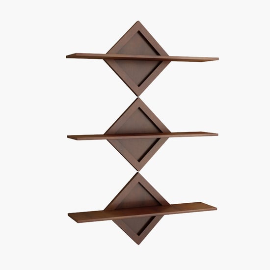 HOME SPARKLE Set of 3 Floating Wall Shelves - Brown
