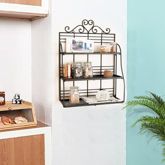 Metal Screen Kitchen Rack HOME SPARKLE Metal 3-Tier Kitchen Rack | Black | Metal