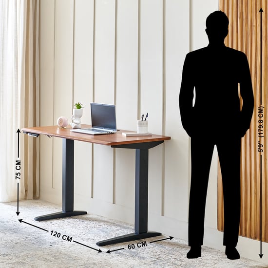 Ascent Solid Wood Top Adjustable Smart Study Desk - Oak