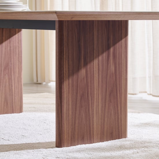 Regent Ceramic Top 6-Seater Dining Set with Chairs - Grey and Brown