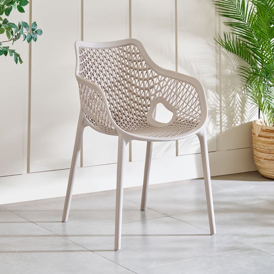 Mesh Static Polypropylene Outdoor Chair - Beige