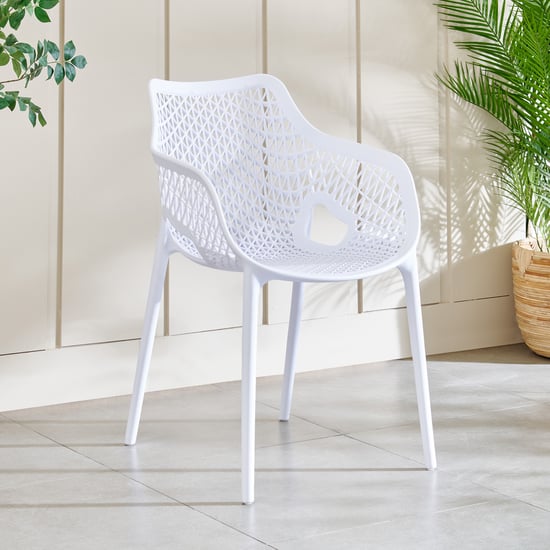 Mesh Static Polypropylene Outdoor Chair - White