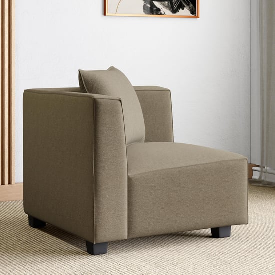 Helios Brigade Fabric 1-Seater Wedge Sofa with Cushion - Brown