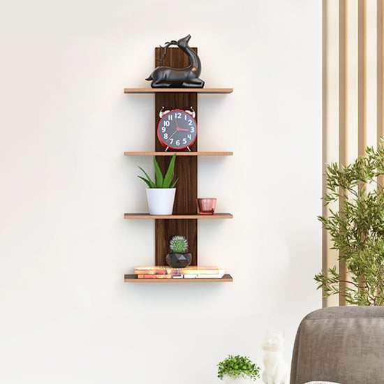 HOME SPARKLE 4-Tier Floating Wall Shelf - Brown