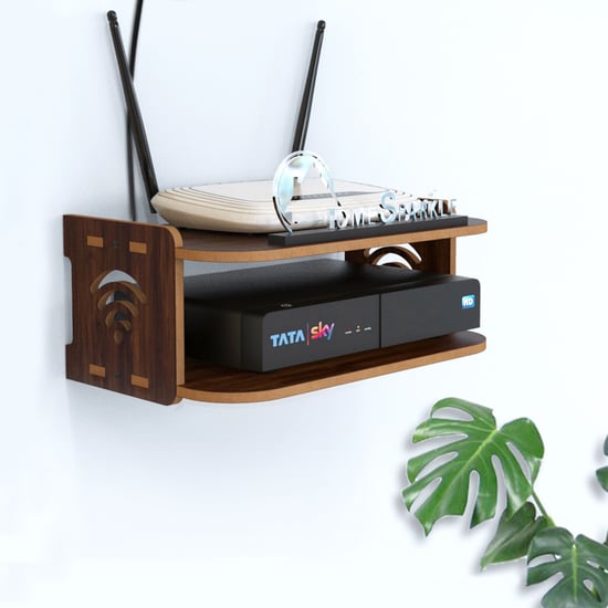 HOME SPARKLE Set Top Box and Wi-Fi Router Floating Wall Shelf - Brown