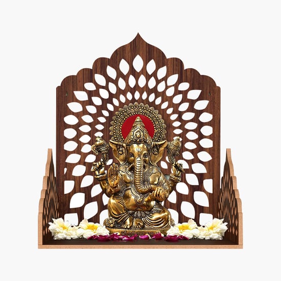 HOME SPARKLE Om Mandir Wall Shelf - Brown