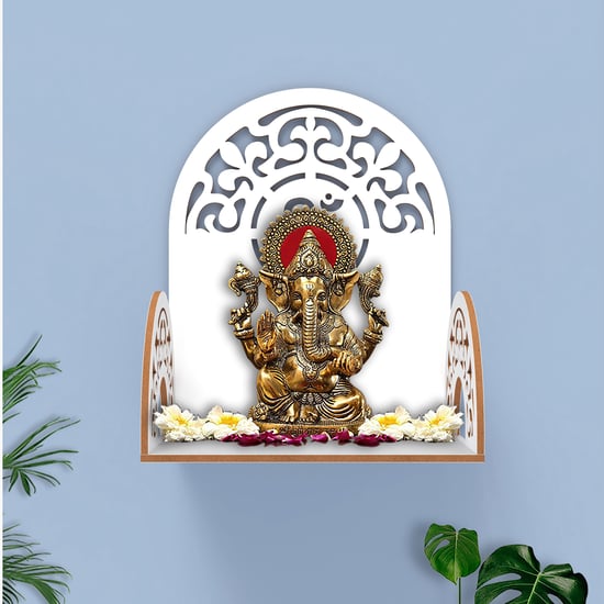 HOME SPARKLE Om Mandir Wall Shelf - White