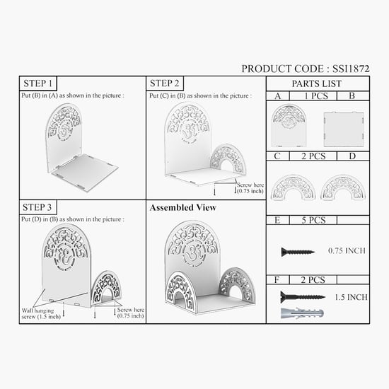 HOME SPARKLE Om Mandir Wall Shelf - White