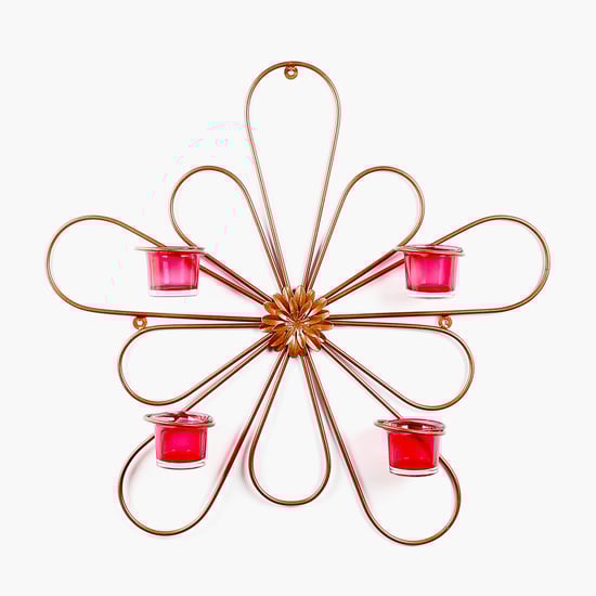 HOME SPARKLE Metal and Glass Floral Multi Wall Votive Holder