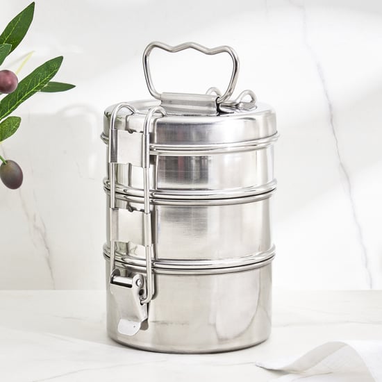 Corsica Aresco Stainless Steel 3-Tier Tiffin Box with Clip