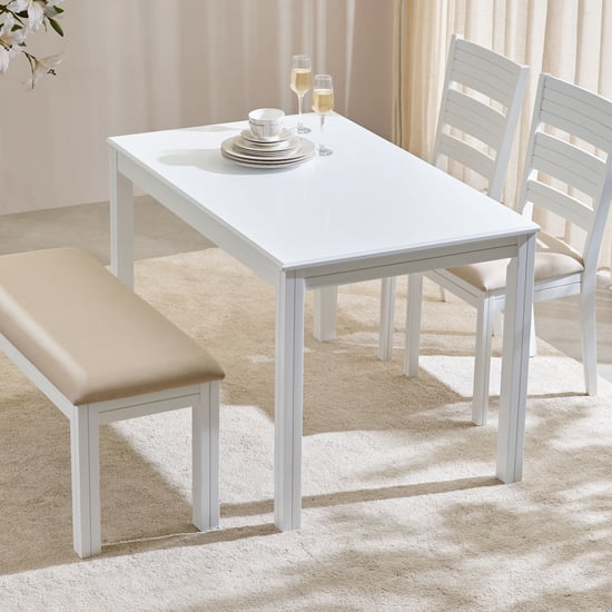 Montoya 4-Seater Dining Set with Chairs and Bench - White