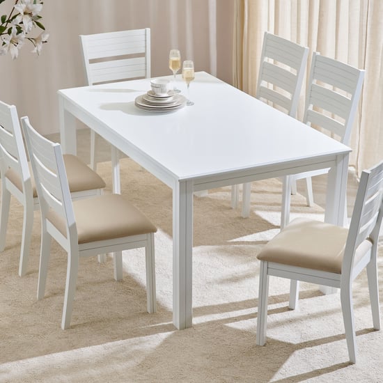 Montoya 6-Seater Dining Set with Chairs - White