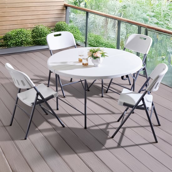 Helios Alexis Metal 4-Seater Outdoor Folding Dining Set with Chairs - Grey