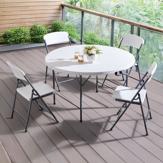 Helios Alexis 4-Seater Folding Dining Set with Chairs - Grey