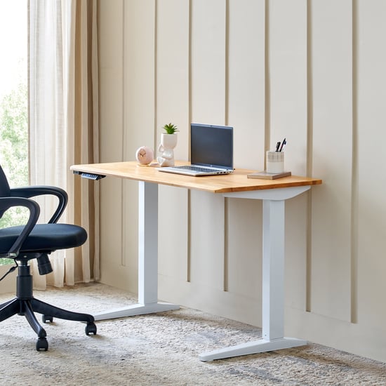 Ascent Solid Wood Top Adjustable Smart Study Desk - Oak
