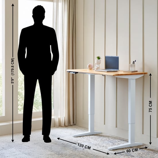 Ascent Solid Wood Top Adjustable Smart Study Desk - Oak