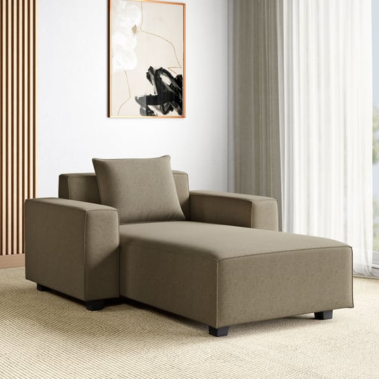 Helios Brigade Fabric 1-Seater Lounge Sofa with Cushion - Brown
