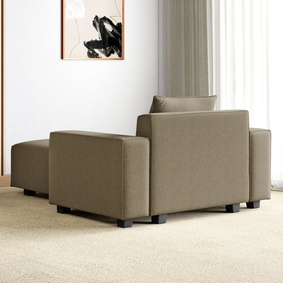 Helios Brigade Fabric 1-Seater Lounge Sofa with Cushion - Brown