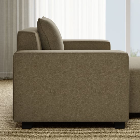 Helios Brigade Fabric 1-Seater Lounge Sofa with Cushion - Brown