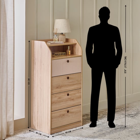 Lexus Chest of 4 Drawers - Brown | Brown | Engineered Wood