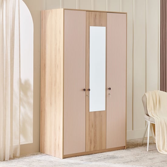 Lexus 3-Door Wardrobe with Mirror - Brown