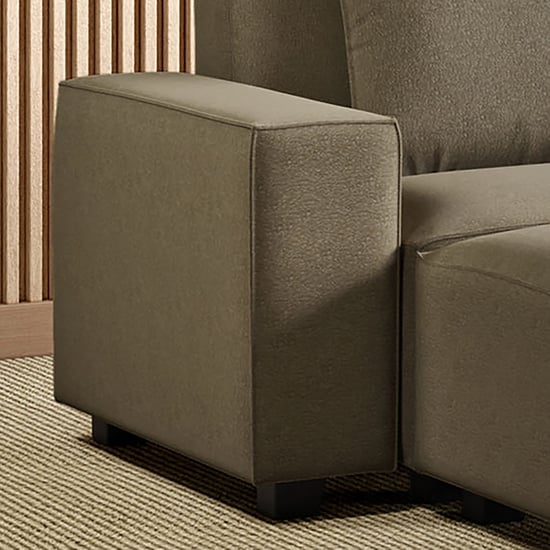 Helios Brigade Fabric 3-Seater Sofa with Cushions and Ottoman - Brown