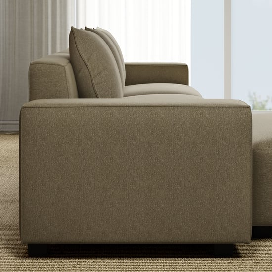 Helios Brigade Fabric 3-Seater Sofa with Cushions and Ottoman - Brown