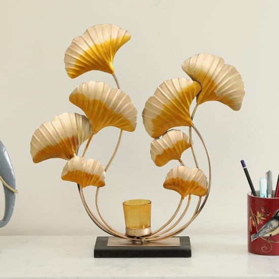 VEDAS Aiza Metal Table Accent with Candle Holder