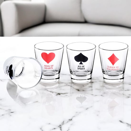 EK DO DHAI Set of 4 Printed Shot Glasses - 60ml