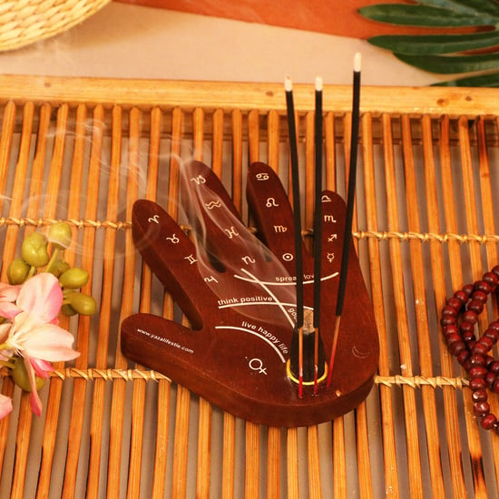 EK DO DHAI Wooden Palm Incenses Holder