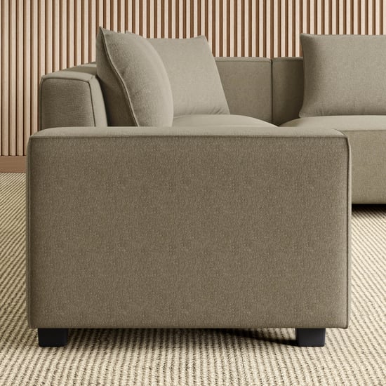 Helios Brigade Fabric 8-Seater Corner Sofa with Cushions - Brown