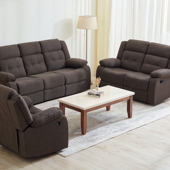 Helios Zurich Fabric 3+2+1 Seater Recliner Set - Brown