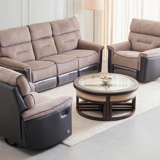 Cristian Fabric 3+1+1 Seater Recliner Set - Brown