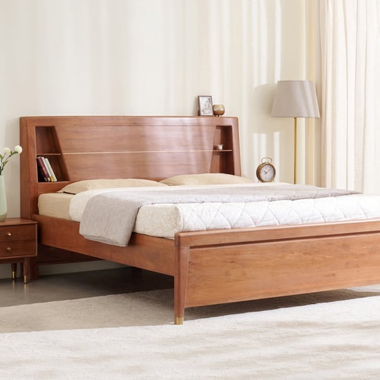 Amanda Amber Acacia Wood King Bed - Brown