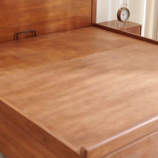 Amanda Jade Acacia Wood Queen Bed with Hydraulic Storage - Brown