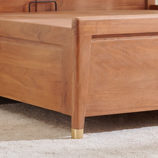 Amanda Opal Acacia Wood Queen Bed with Hydraulic Storage - Brown