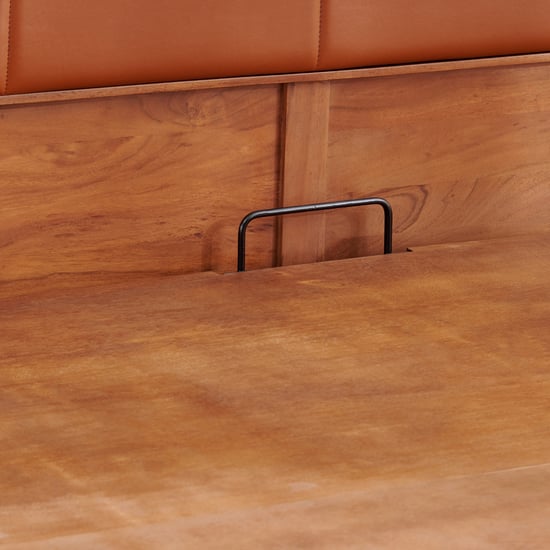 Amanda Opal Acacia Wood Queen Bed with Hydraulic Storage - Brown