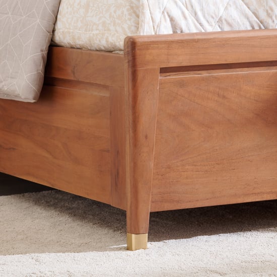 Amanda Opal Acacia Wood Queen Bed with Hydraulic Storage - Brown