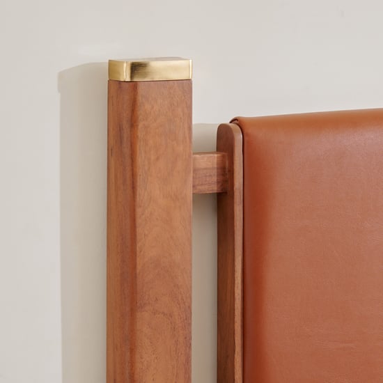 Amanda Opal Acacia Wood Queen Bed with Hydraulic Storage - Brown