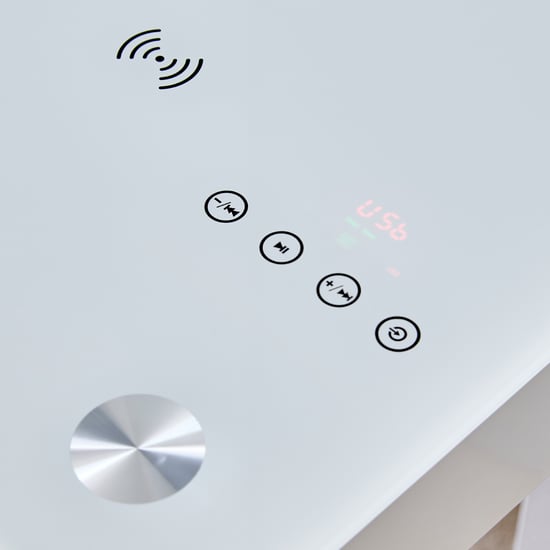 Trooper Tempered Glass Top Smart Study Desk - White