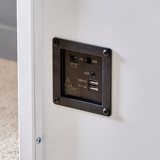 Trooper Tempered Glass Top Smart Study Desk - White