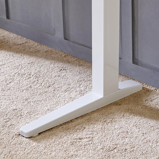 Trooper Tempered Glass Top Smart Study Desk - White