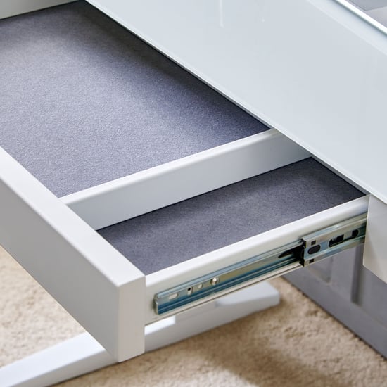 Trooper Tempered Glass Top Smart Study Desk - White