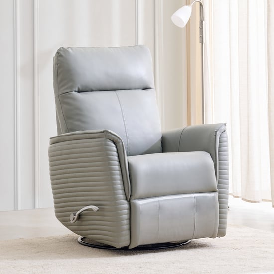 Reno Faux Leather 1-Seater Swivel Recliner - Grey