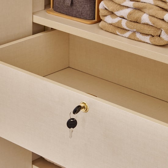 Modern Radiance 4-Door Wardrobe with Mirrors - Cream