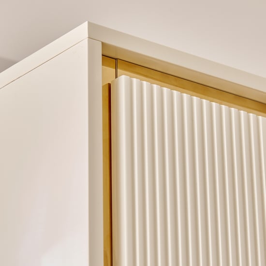 Modern Radiance 4-Door Wardrobe with Mirrors - Cream